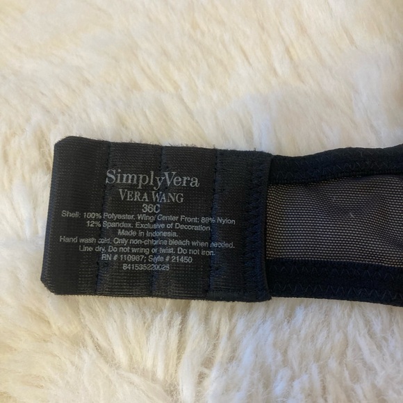 Simply Vera NWOT Vera Wang Black and Red Sheer Lace Underwire Bra Women’s 36C - Picture 4 of 7